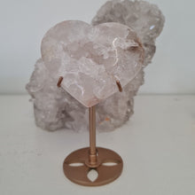 Load image into Gallery viewer, Pink Amethyst X Flower Agate Heart on Stand