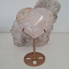 Load image into Gallery viewer, Pink Amethyst X Flower Agate Heart on Stand