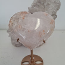 Load image into Gallery viewer, Pink Amethyst X Flower Agate Heart on Stand