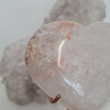 Load image into Gallery viewer, Pink Amethyst X Flower Agate Heart on Stand