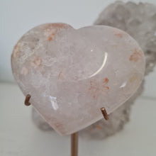 Load image into Gallery viewer, Pink Amethyst X Flower Agate Heart on Stand