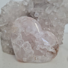 Load image into Gallery viewer, Pink Amethyst X Flower Agate Heart on Stand