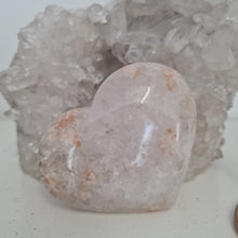 Load image into Gallery viewer, Pink Amethyst X Flower Agate Heart on Stand