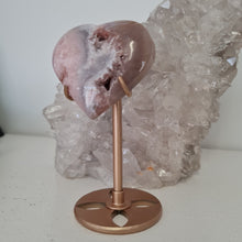 Load image into Gallery viewer, Pink Amethyst X Flower Agate Heart on Stand