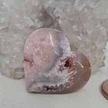 Load image into Gallery viewer, Pink Amethyst X Flower Agate Heart on Stand