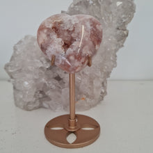 Load image into Gallery viewer, Pink Amethyst X Flower Agate Heart on Stand