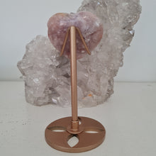 Load image into Gallery viewer, Pink Amethyst X Flower Agate Heart on Stand