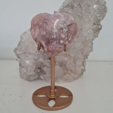 Load image into Gallery viewer, Pink Amethyst X Flower Agate Heart on Stand