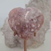 Load image into Gallery viewer, Pink Amethyst X Flower Agate Heart on Stand