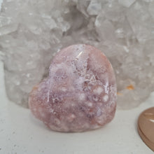 Load image into Gallery viewer, Pink Amethyst X Flower Agate Heart on Stand