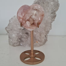 Load image into Gallery viewer, Pink Amethyst X Flower Agate Heart on Stand
