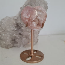 Load image into Gallery viewer, Pink Amethyst X Flower Agate Heart on Stand