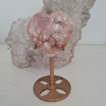 Load image into Gallery viewer, Pink Amethyst X Flower Agate Heart on Stand