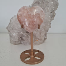 Load image into Gallery viewer, Pink Amethyst X Flower Agate Heart on Stand