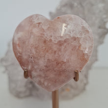 Load image into Gallery viewer, Pink Amethyst X Flower Agate Heart on Stand