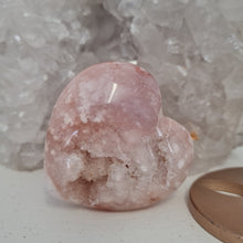 Load image into Gallery viewer, Pink Amethyst X Flower Agate Heart on Stand