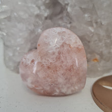 Load image into Gallery viewer, Pink Amethyst X Flower Agate Heart on Stand