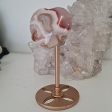 Load image into Gallery viewer, Pink Amethyst X Flower Agate Heart on Stand