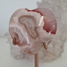 Load image into Gallery viewer, Pink Amethyst X Flower Agate Heart on Stand