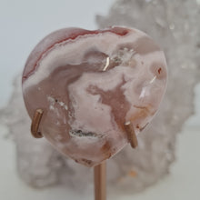 Load image into Gallery viewer, Pink Amethyst X Flower Agate Heart on Stand