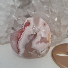 Load image into Gallery viewer, Pink Amethyst X Flower Agate Heart on Stand