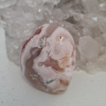 Load image into Gallery viewer, Pink Amethyst X Flower Agate Heart on Stand