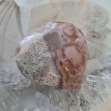 Load image into Gallery viewer, Pink Amethyst X Flower Agate Heart