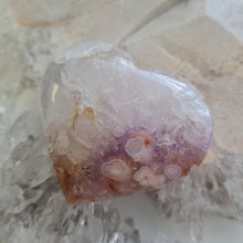 Load image into Gallery viewer, Pink Amethyst X Flower Agate Heart