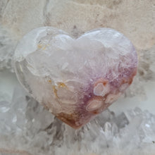 Load image into Gallery viewer, Pink Amethyst X Flower Agate Heart