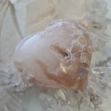 Load image into Gallery viewer, Pink Amethyst X Flower Agate Heart