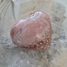 Load image into Gallery viewer, Pink Amethyst X Flower Agate Heart