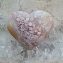 Load image into Gallery viewer, Pink Amethyst X Flower Agate Heart
