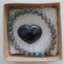 Load image into Gallery viewer, Labradorite Bracelet and Heart Boxset