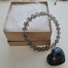 Load image into Gallery viewer, Labradorite Bracelet and Heart Boxset