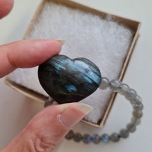 Load image into Gallery viewer, Labradorite Bracelet and Heart Boxset
