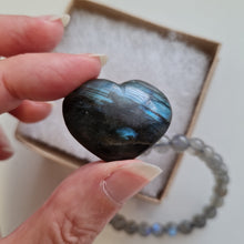 Load image into Gallery viewer, Labradorite Bracelet and Heart Boxset