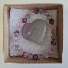 Load image into Gallery viewer, Rainbow Fluorite Bracelet and Heart Boxset