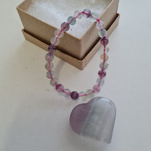 Load image into Gallery viewer, Rainbow Fluorite Bracelet and Heart Boxset