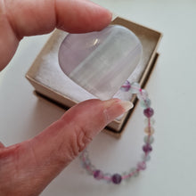 Load image into Gallery viewer, Rainbow Fluorite Bracelet and Heart Boxset