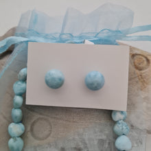 Load image into Gallery viewer, Larimar Heart Bracelet and Stud Ear-ring Gift Set