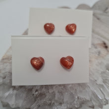 Load image into Gallery viewer, Sunstone Heart Stud Ear-ring