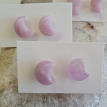 Load image into Gallery viewer, Lepidolite Moon Stud Ear-ring