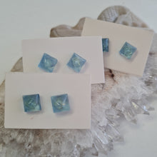Load image into Gallery viewer, Aquamarine Square Stud Ear-ring