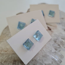 Load image into Gallery viewer, Aquamarine Square Stud Ear-ring