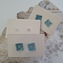 Load image into Gallery viewer, Aquamarine Square Stud Ear-ring
