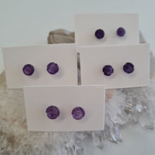 Load image into Gallery viewer, Amethyst Rosette Stud Ear-ring