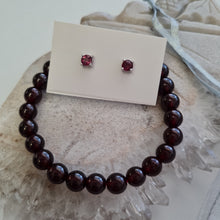 Load image into Gallery viewer, Garnet Bracelet and Stud Ear-ring Set
