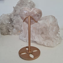Load image into Gallery viewer, Pink Amethyst X Flower Agate Heart on Stand