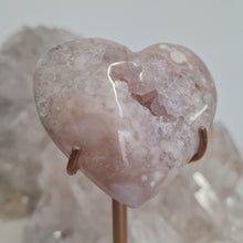 Load image into Gallery viewer, Pink Amethyst X Flower Agate Heart on Stand