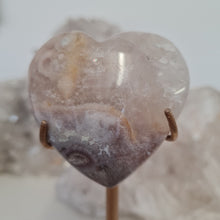 Load image into Gallery viewer, Pink Amethyst X Flower Agate Heart on Stand